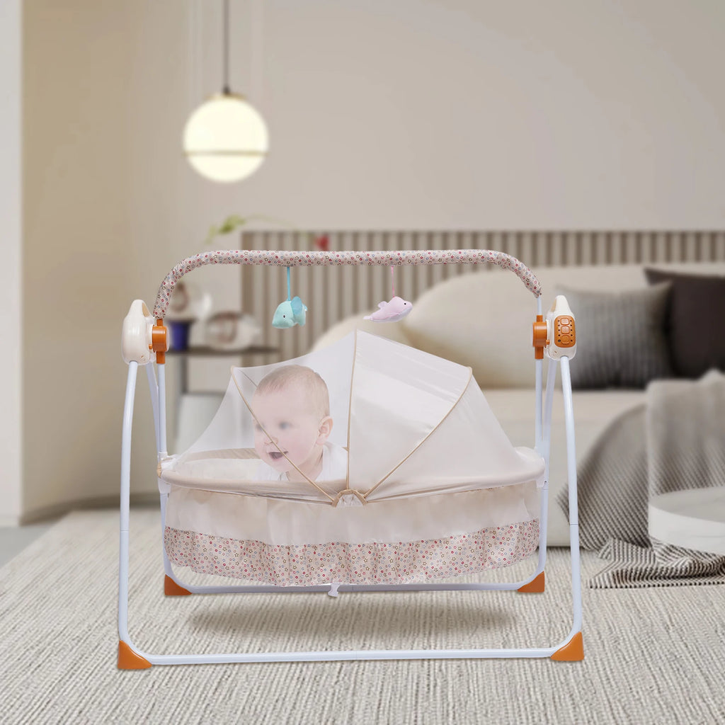 Cradle Swing Sleeping Bed Auto Rocking Chair Bed Swing 5 Speed Stand Baskets Musical Sleeping Basket For Infants 0 To 18 Months