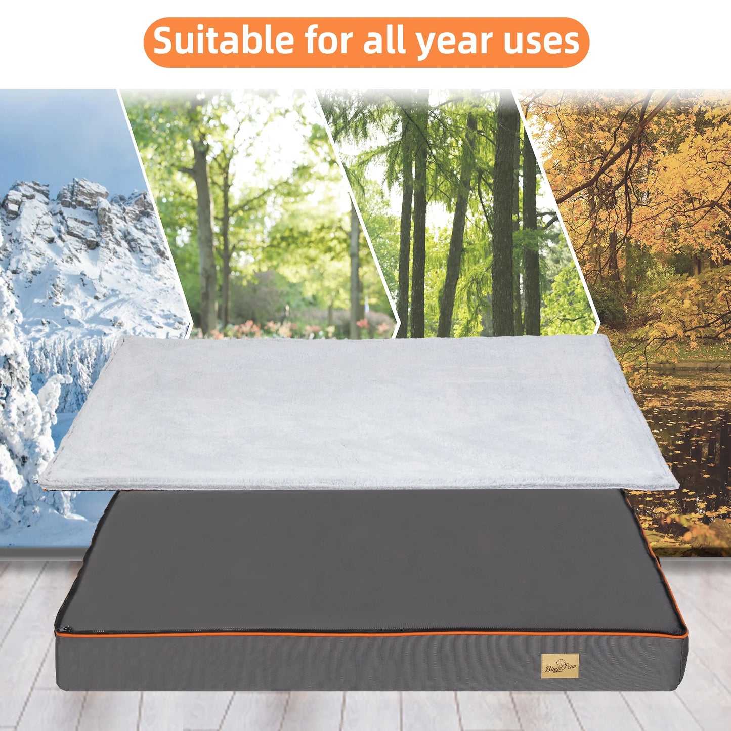 Large Padded Orthopedic Dog Bed Foam Cushion Pet Pillow Bed with Washable Cover