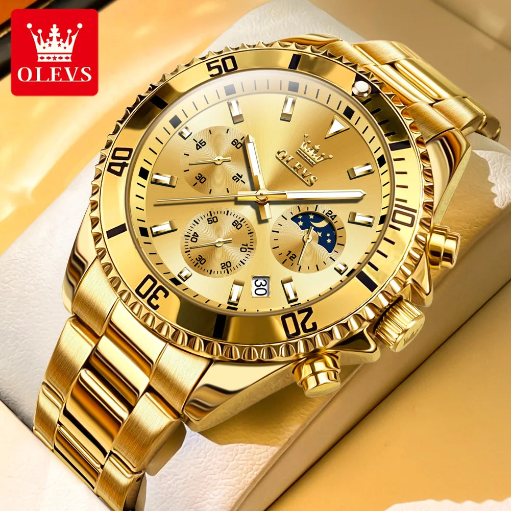 OLEVS Men's Classic Dress Watch Stainless Steel Big Face Date