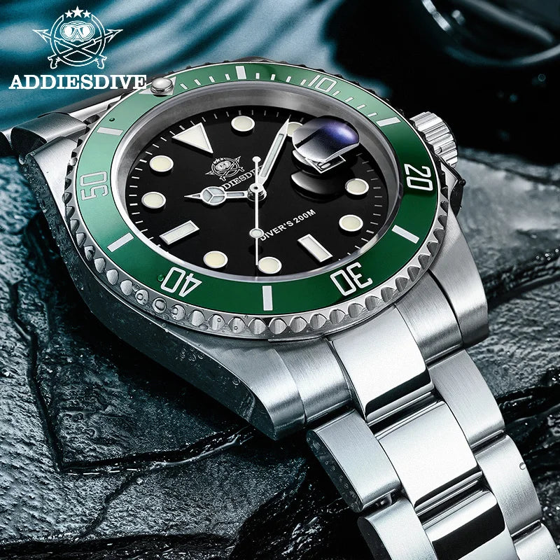 ADDIESDIVE Quartz Diver Watch 200m Waterproof Stainless Steel