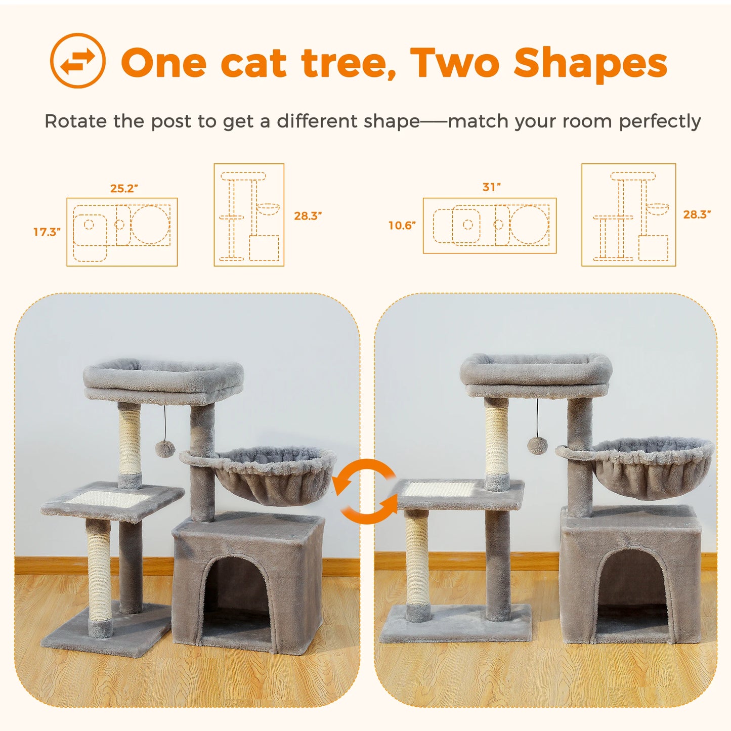 PAWZ Road Cat Tree Indoor Cats Two Styles Scratching Posts