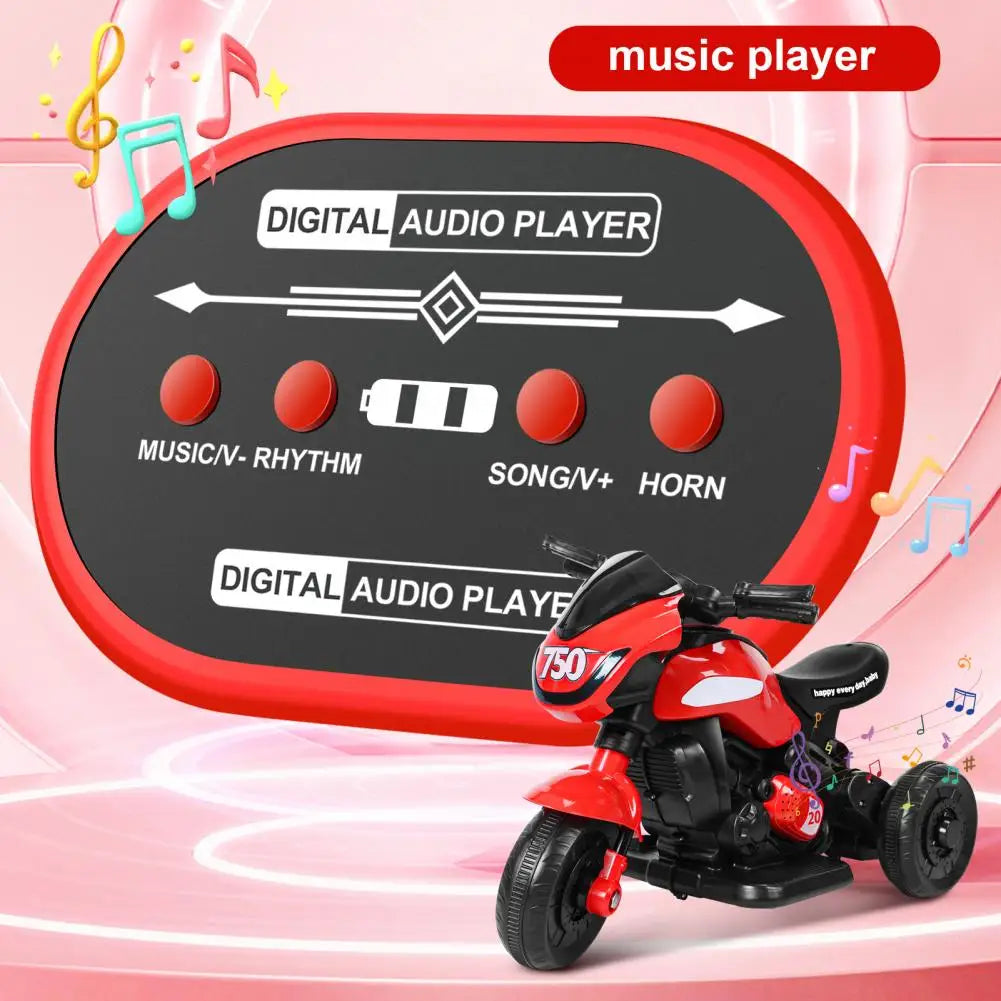 Kids Electric Tricycle, Kids Motorcycle Ride-on Car Toy, 3-Wheel Battery Powered Motorbike for Kids 1-6 Years Old, Forward Rever