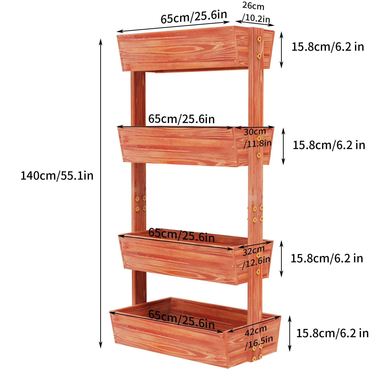 Finishing Vertical Garden Bed With Adjustable Shelf Planter Stand