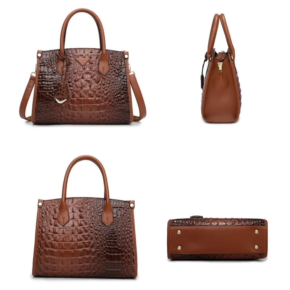 VANDERWAHCN Crocodile Print Leather Crossbody Bag For Women