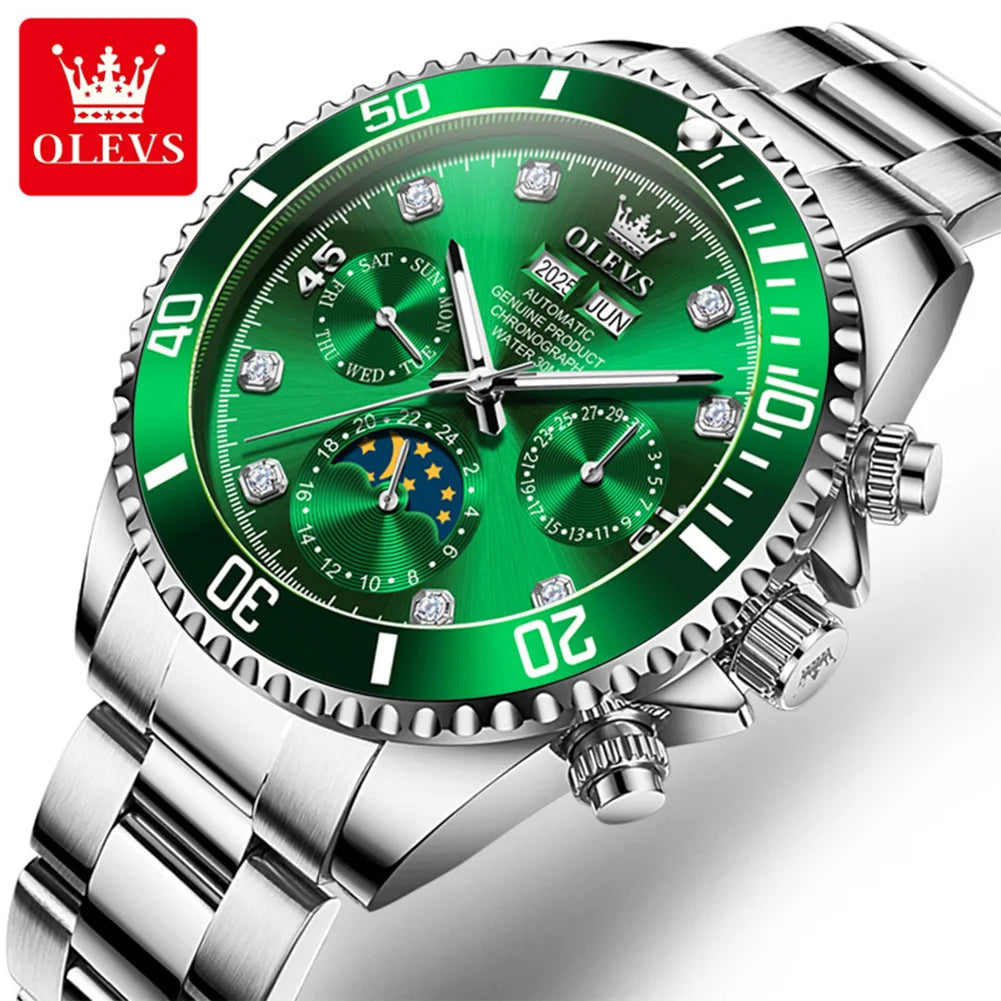 OLEVS 6729 Automatic Moon Phase Mens Wristwatch Date