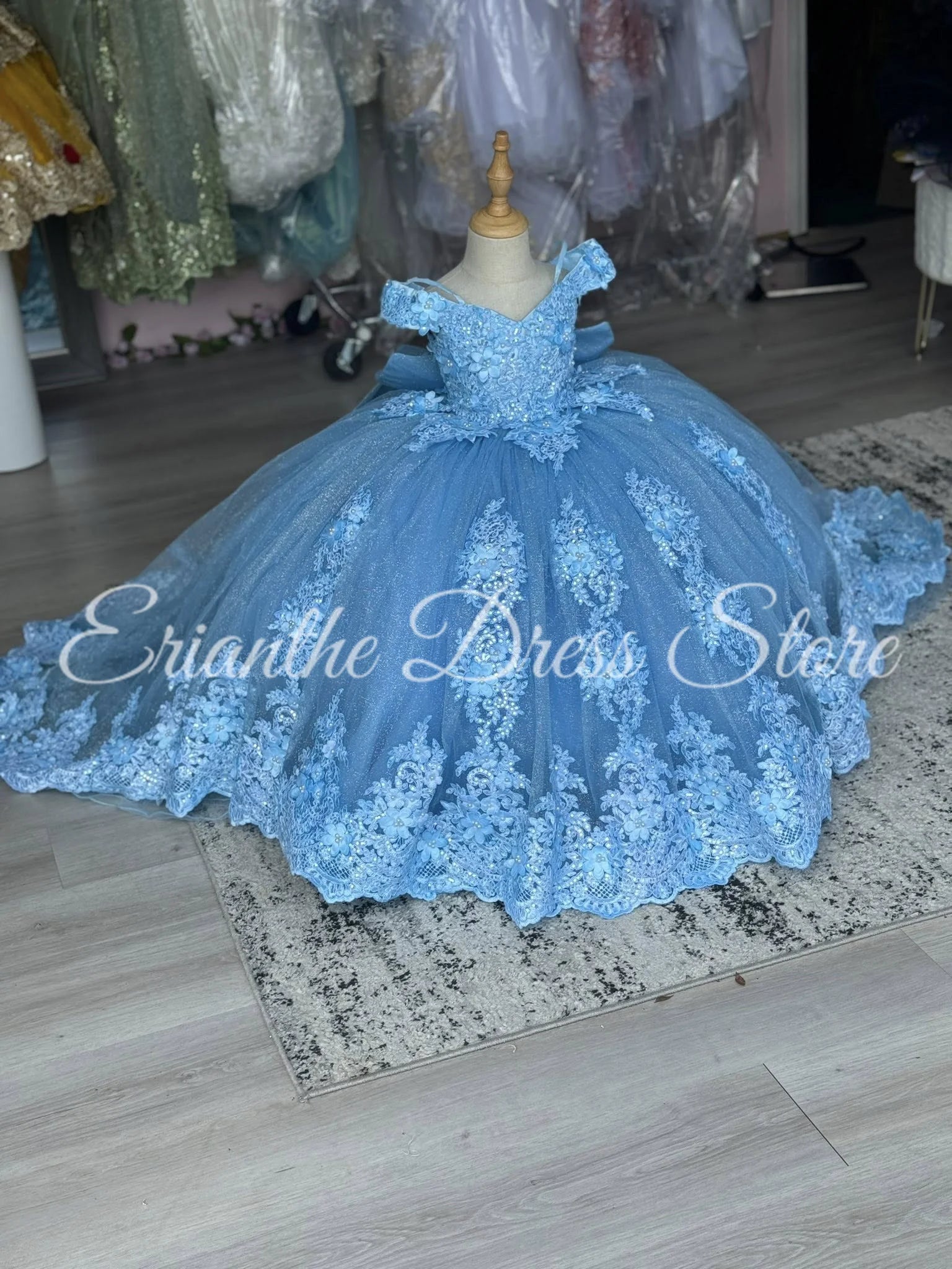 Gdybao Flower Girl Dress With Lace Appliques Tulle Bow