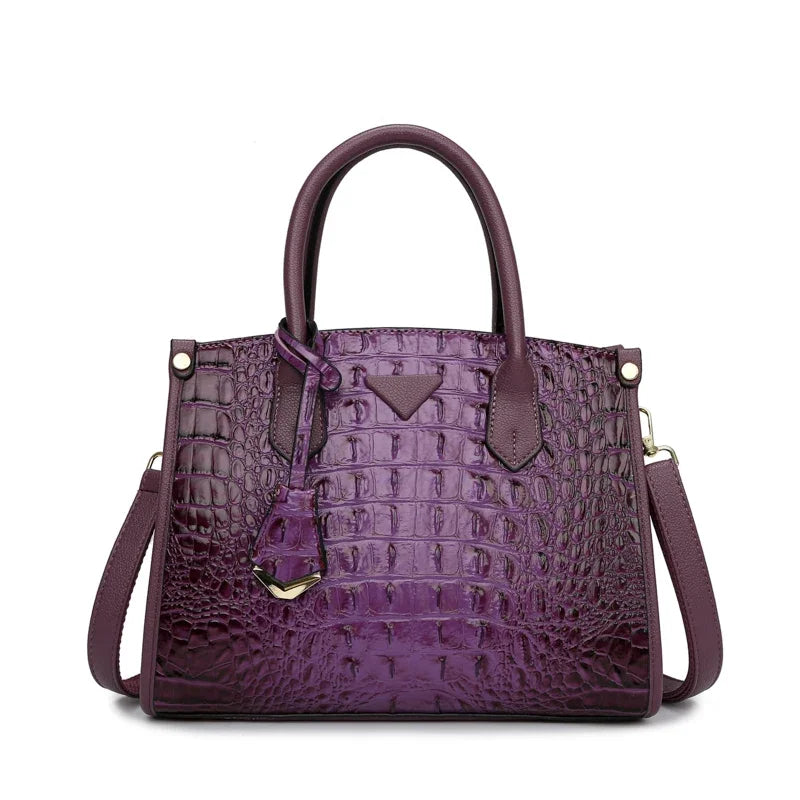 VANDERWAHCN Crocodile Print Leather Crossbody Bag For Women