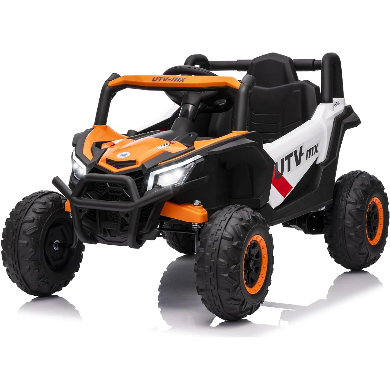 Bluetooth Music LED Lights Kids Ride On Car UTV Truck with Remote Control 4WD/2WD Switchable Electric Vehicle with Safety Belt