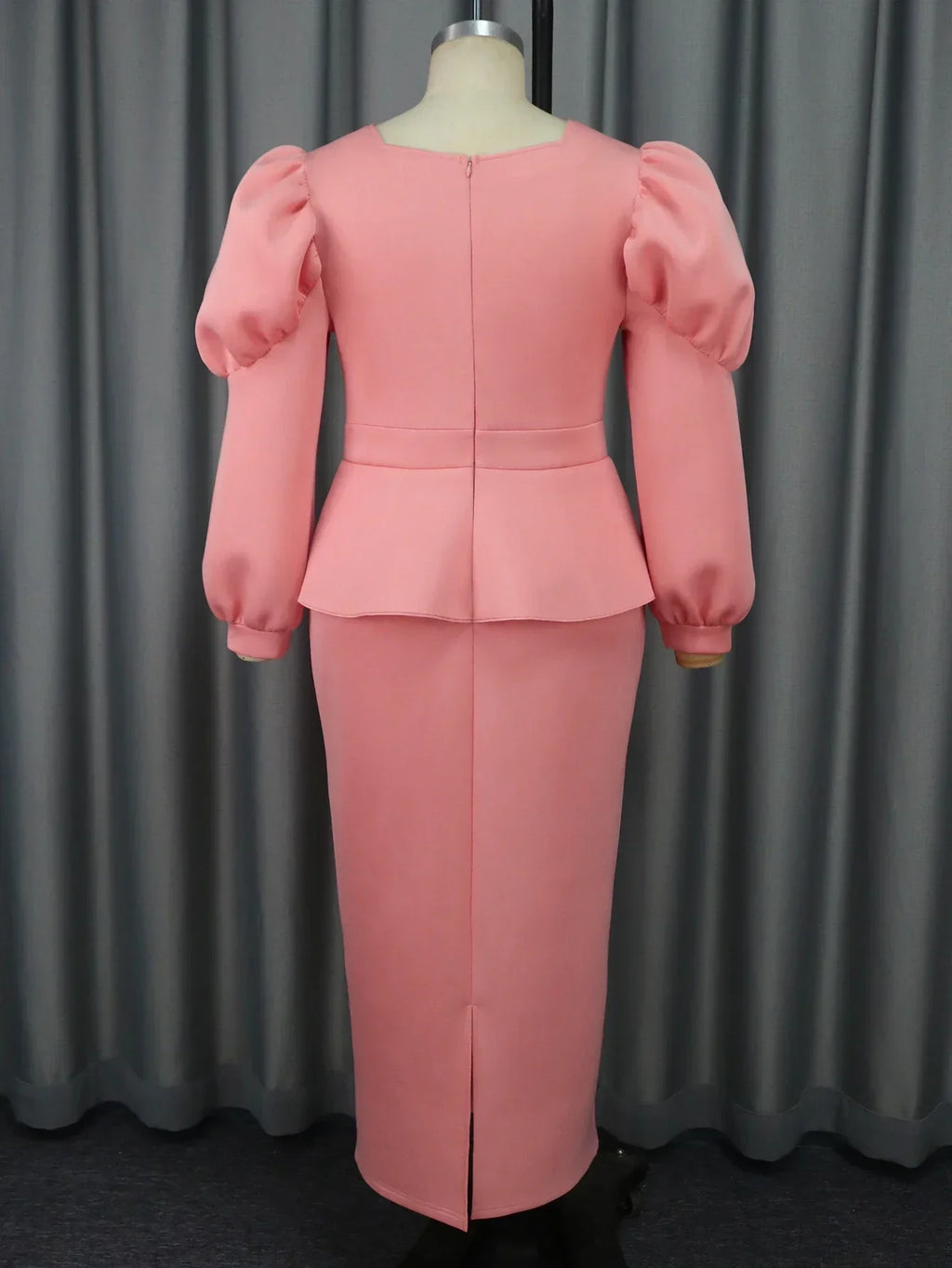 AOMEICN Long Sleeve Peplum Dress For Women High Waist