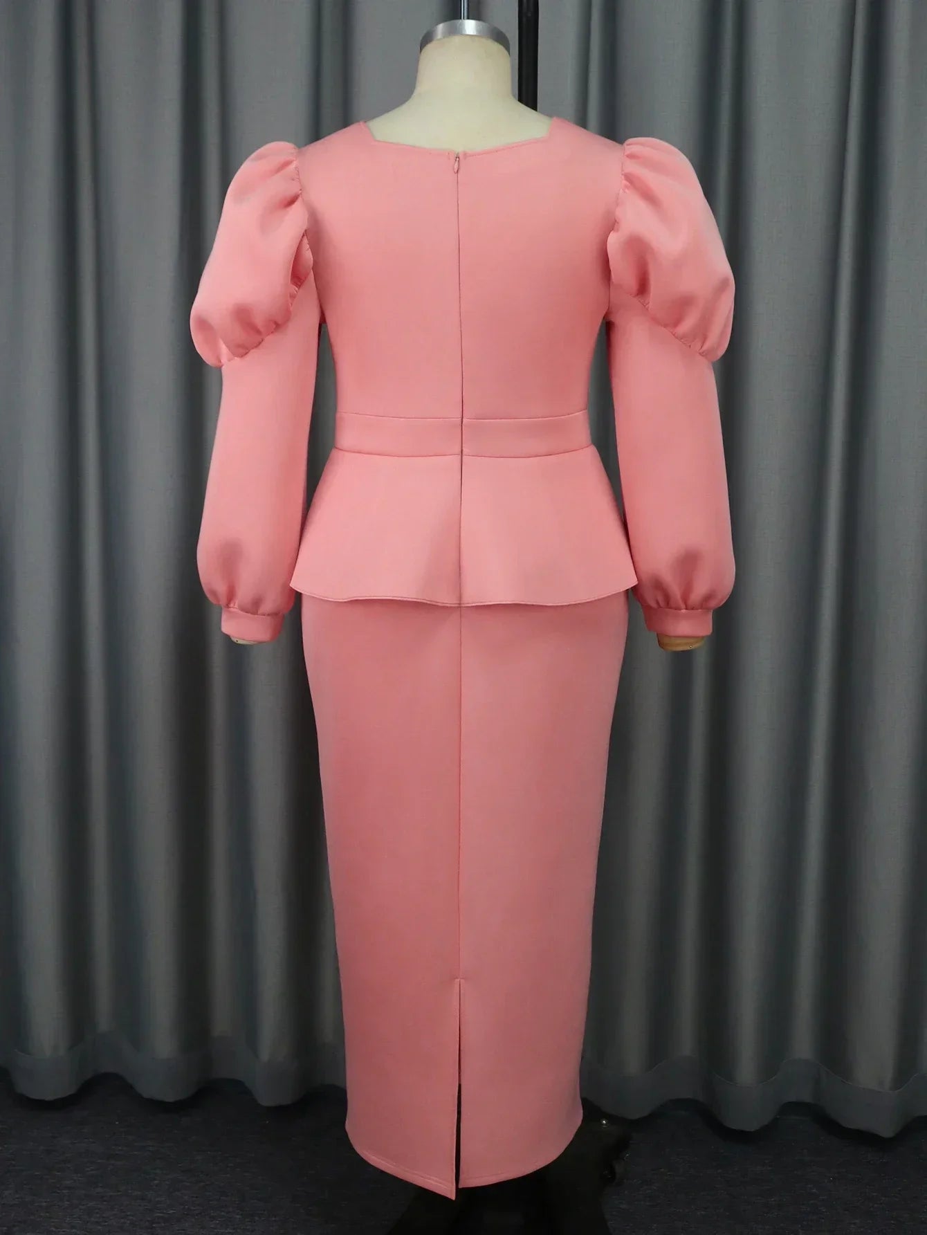AOMEICN Long Sleeve Peplum Dress For Women High Waist