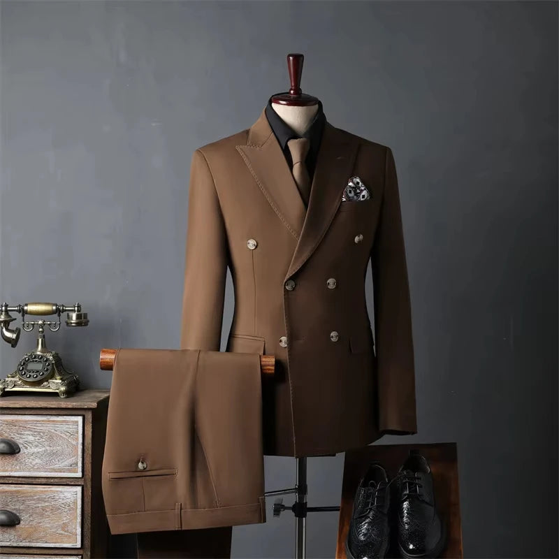 Xomoflag Classic Men's Business Suit Two Piece Blazer Pants