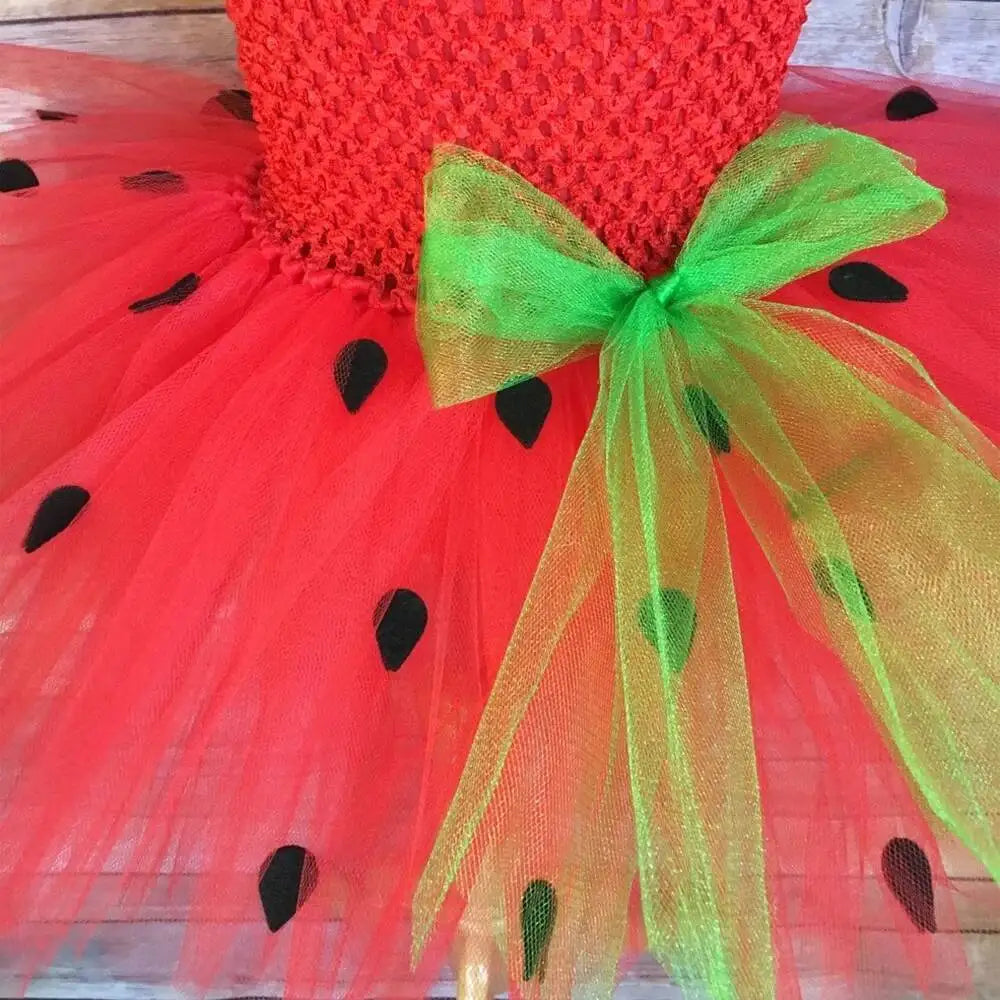 Baby Girls Strawberry Costume for Kids Birthday Party Tutu Dress Halloween Outfit Toddler Girl Fruit Clothes Newborn Photo Shoot