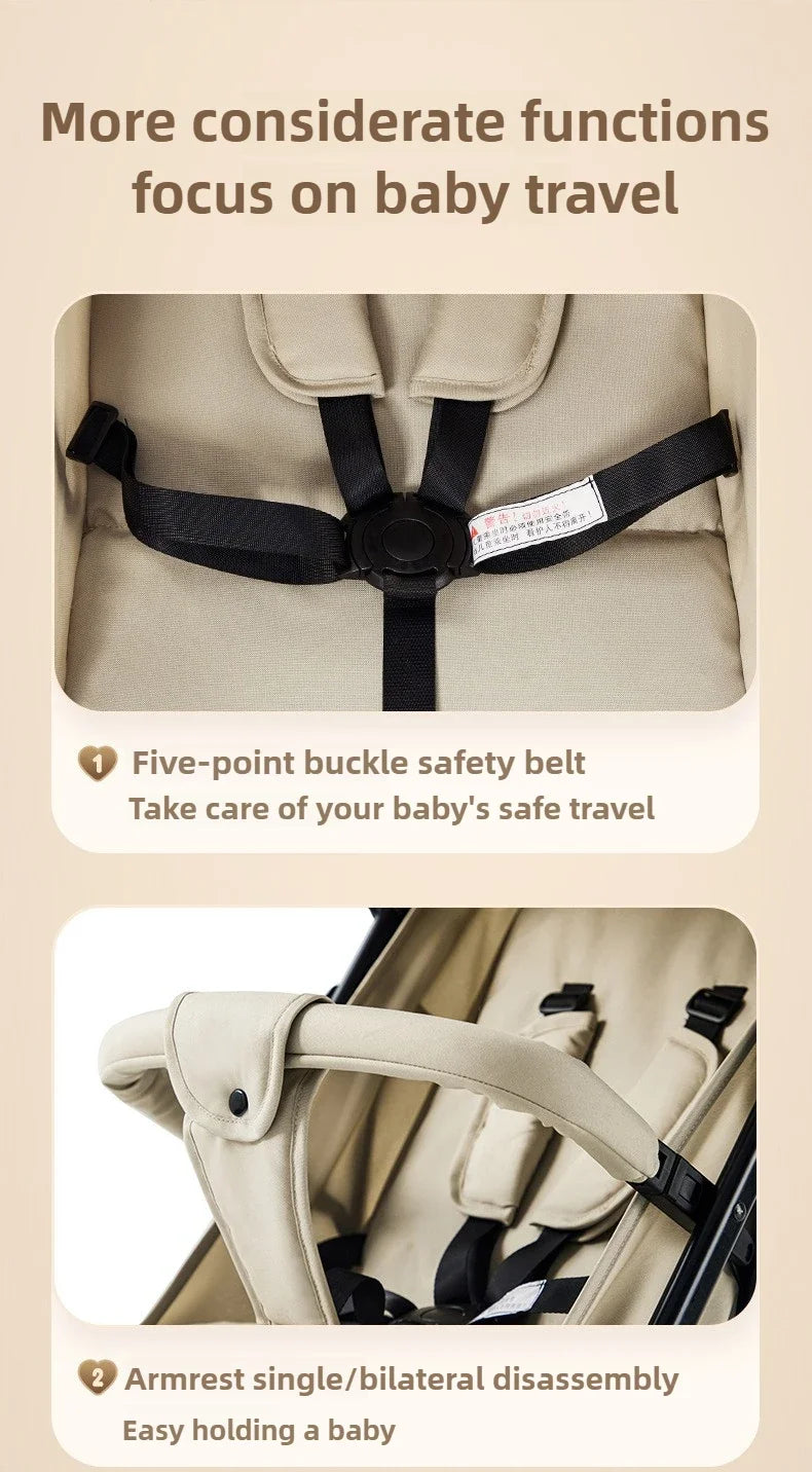Portable Baby Stroller Lightweight Travel Four-Wheel Design Easy To Store Can Sit Or Lie Down