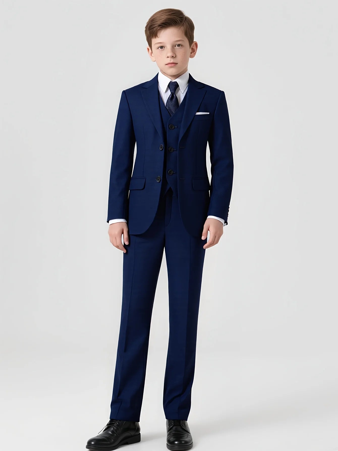 Boys Four Piece Suit Set Jacket Vest Pants Tie Formalwear