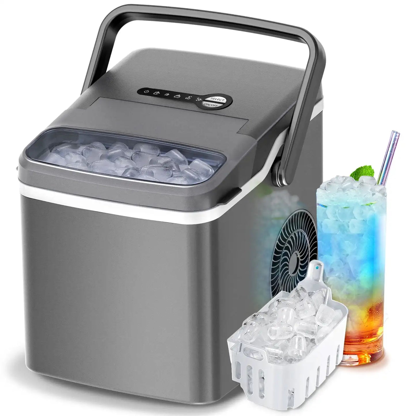 HAOYUNMA Auseo Portable Ice Maker Countertop Fast Ice