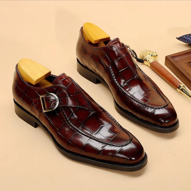 Autumn Retro Men Loafers Formal Slip On Buckle Moccasin Shoes