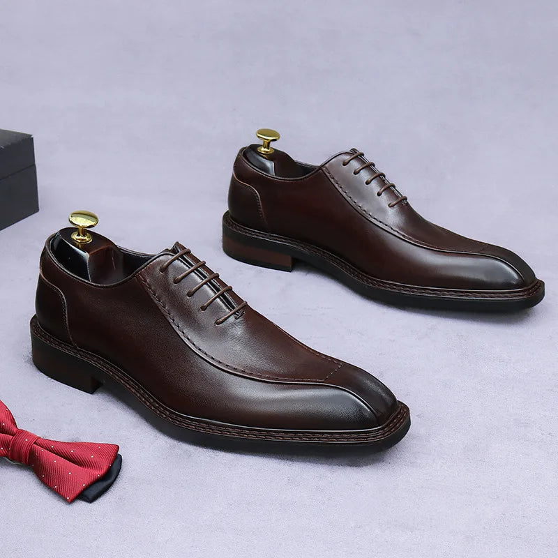 New Fashion Men Oxford Black/Coffee Casual Genuine Leather Business Buckle Square Toe Office & Career Men's Sapatos Shoes
