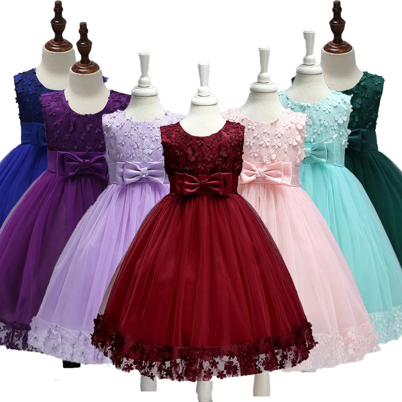 PLBBFZ Elegant Flower Girls Tulle Party Dress
