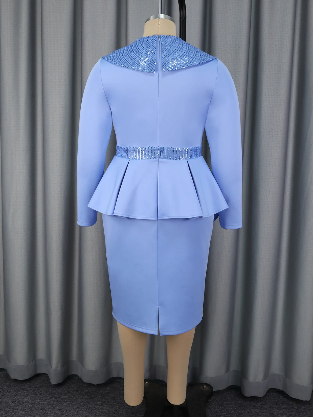 AOMEICN Elegant Sequin Patchwork Bodycon Dress With Long Sleeves