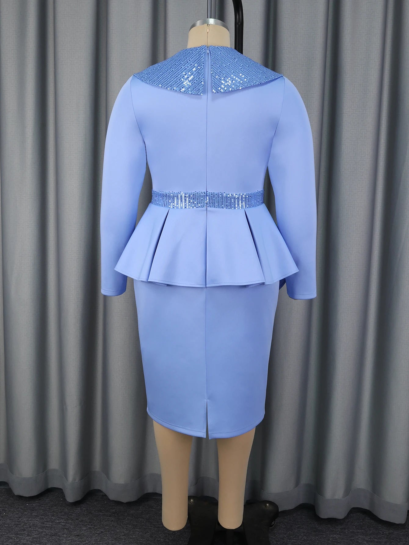 AOMEICN Elegant Sequin Patchwork Bodycon Dress With Long Sleeves