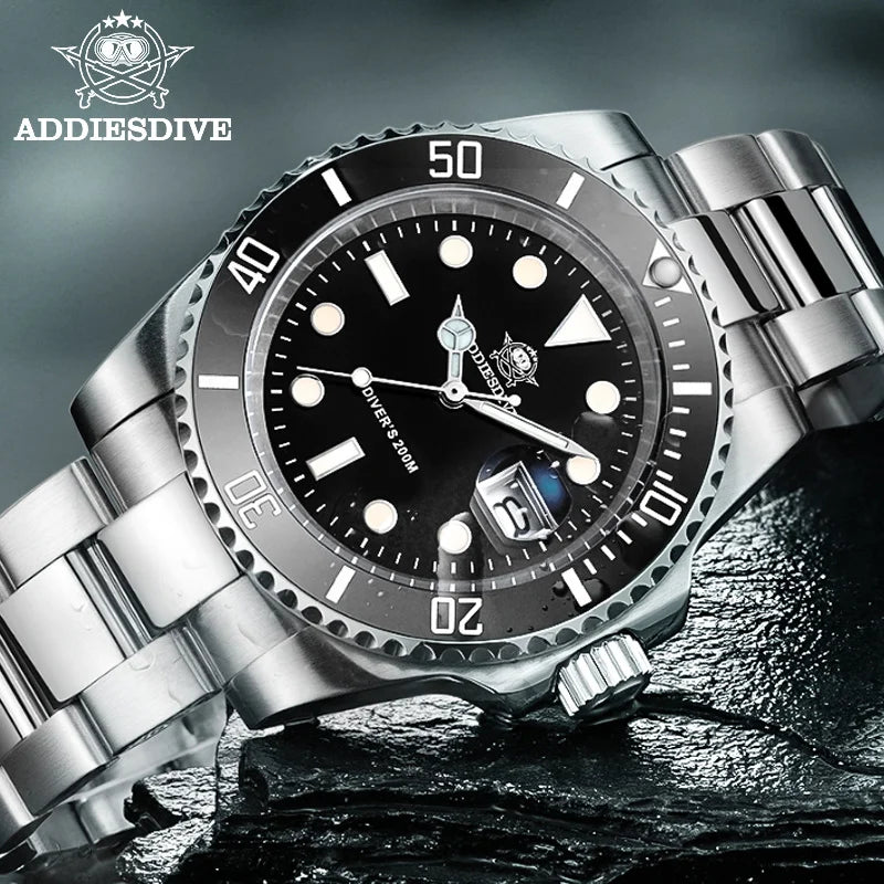 ADDIESDIVE Quartz Diver Watch 200m Waterproof Stainless Steel