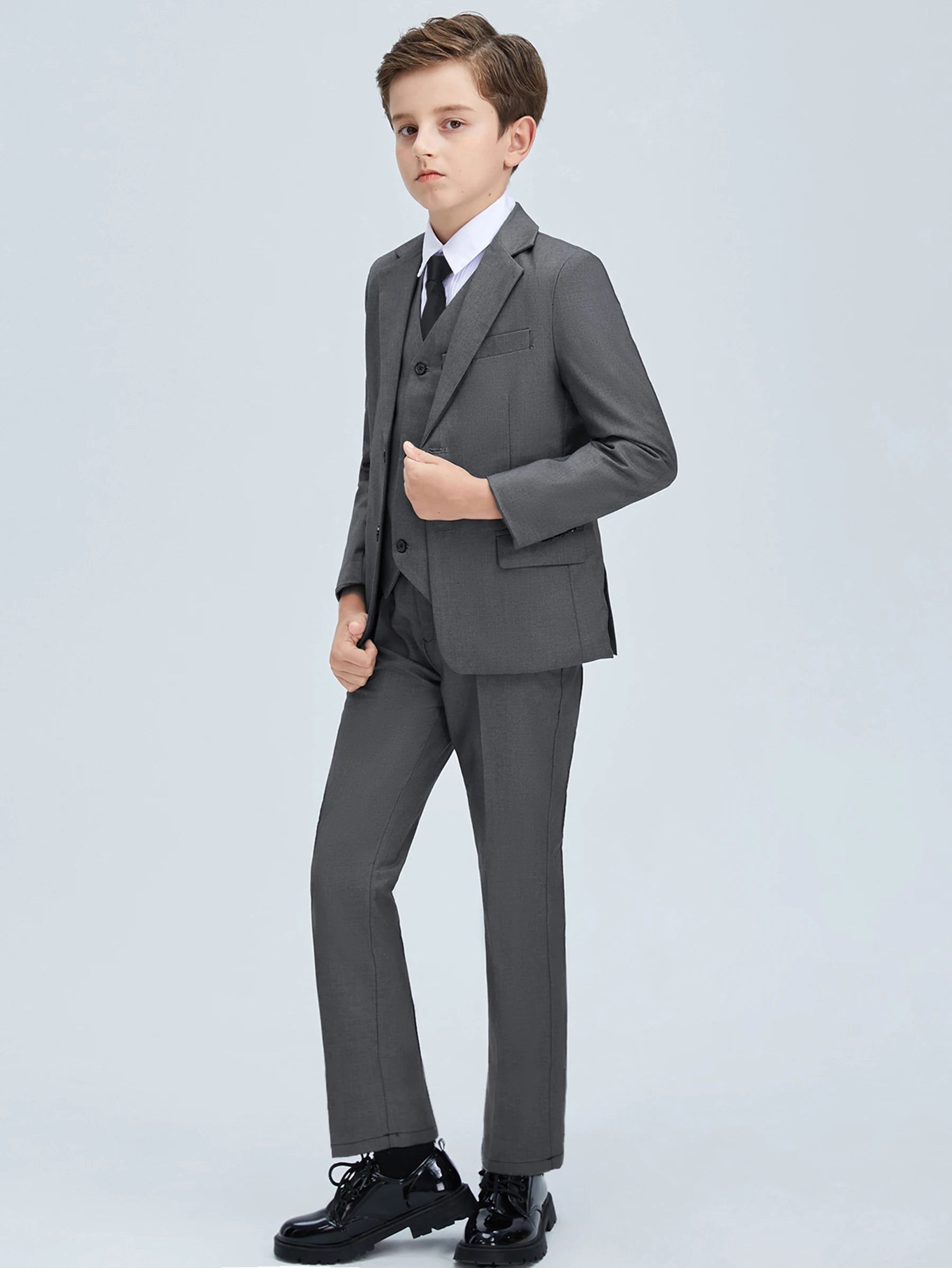 Boys Four Piece Suit Set Jacket Vest Pants Tie Formalwear