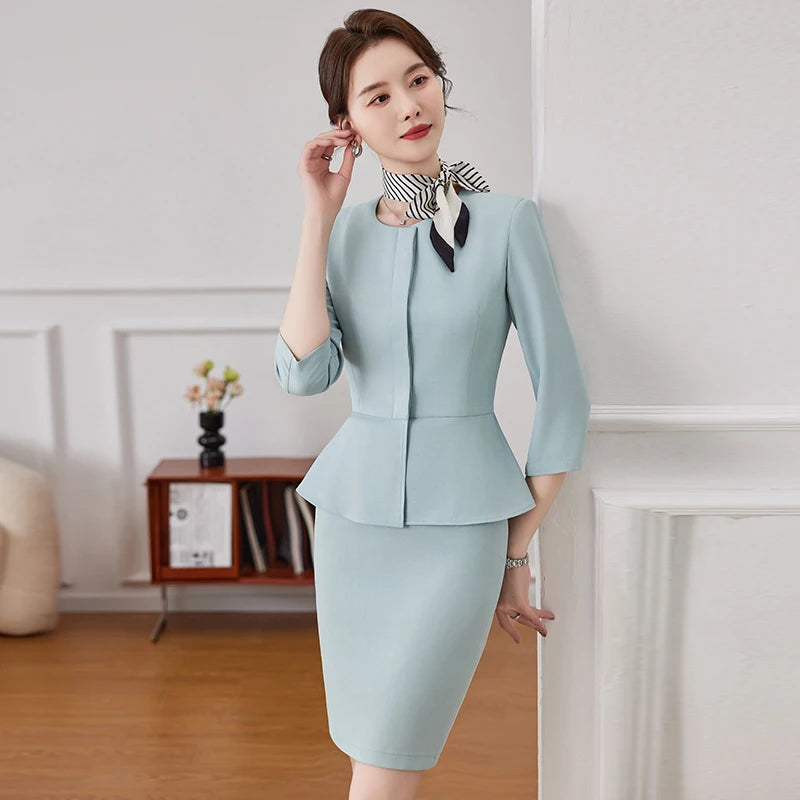 NAVIU Women Professional Business Suit Skirt Set Blazer