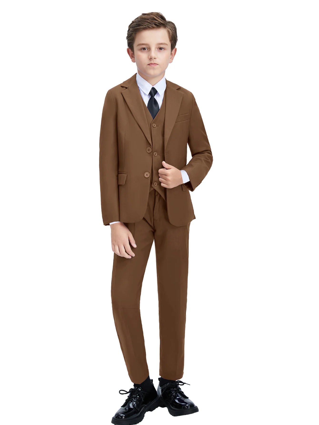 Boys Four Piece Suit Set Jacket Vest Pants Tie Formalwear