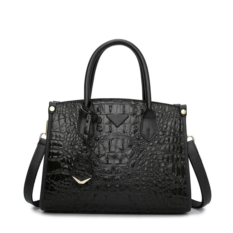 VANDERWAHCN Crocodile Print Leather Crossbody Bag For Women