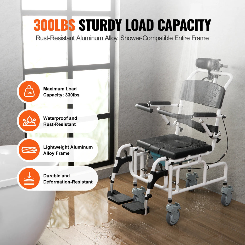 SucceBuy Shower Wheelchair Aluminum Alloy for Indoor Showers 300 lb