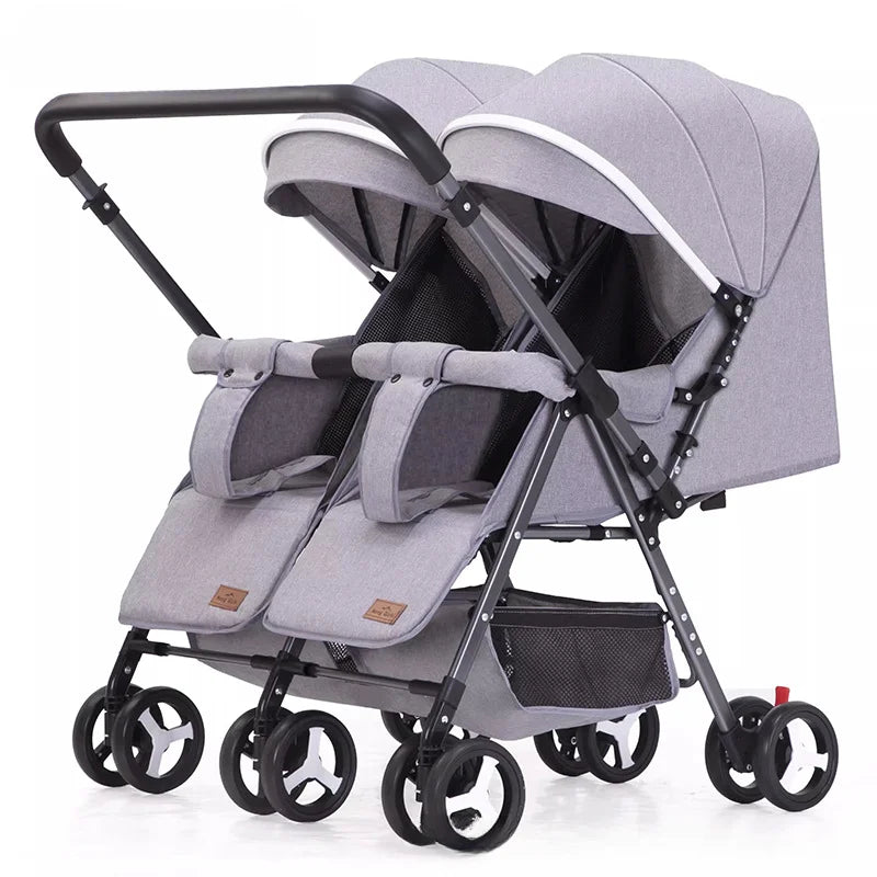 QIYOU Double Stroller Sit And Lie Side By Side Foldable
