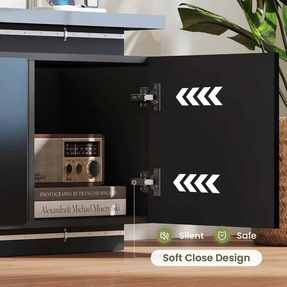 ANGDUO Fireplace TV Stand With RGB LEDs And 4 Outlets