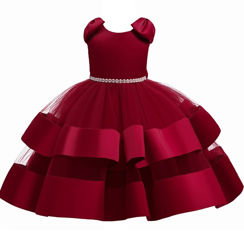 PLBBFZ Elegant Bow Girls Dress For Bridesmaids Party Christmas