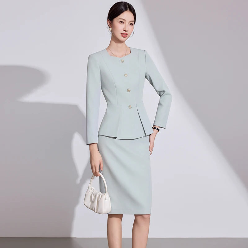 NAVIU 2 Piece Set Blazer And Short Skirt New Autumn Elegant Women's Suit Single Breasted Slim Office Business Formal Work Wear
