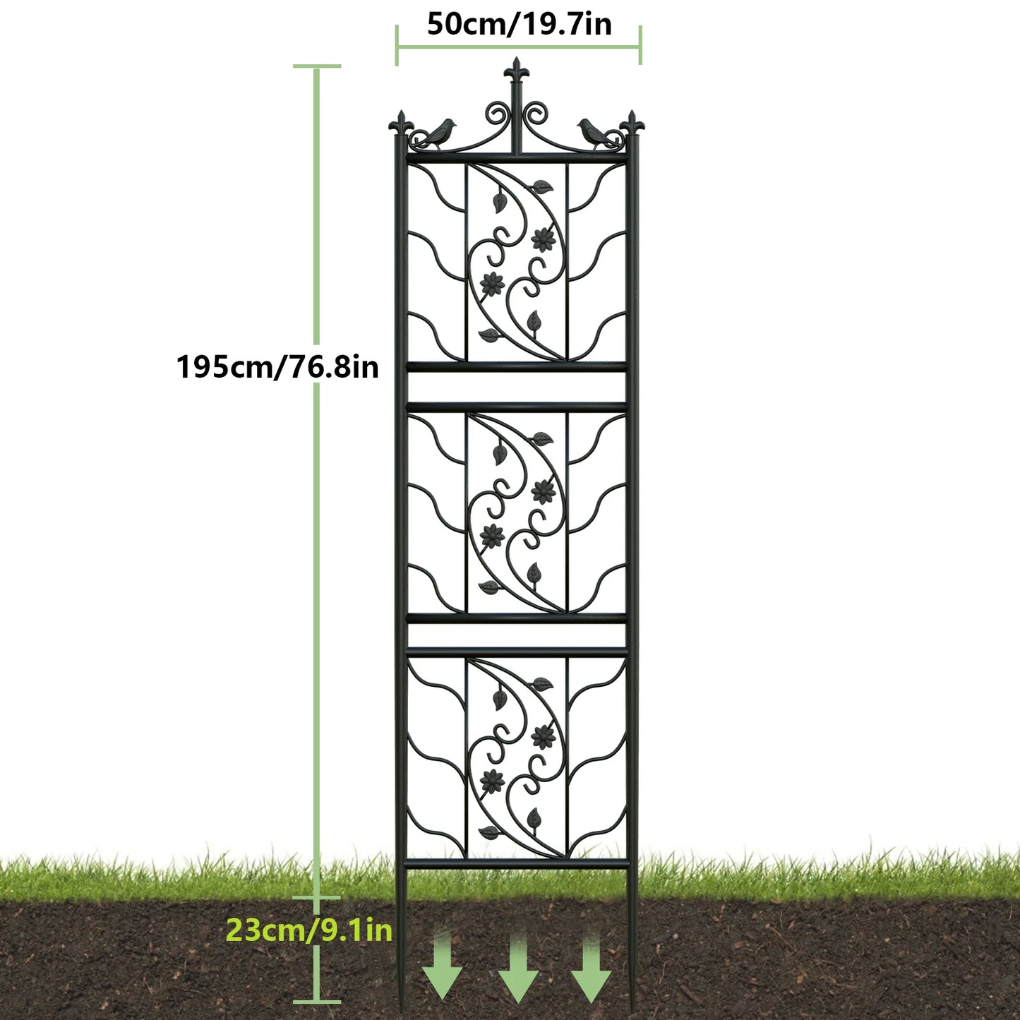 Feature Iron Garden Trellis Fence Panel Outdoor Yard Decor