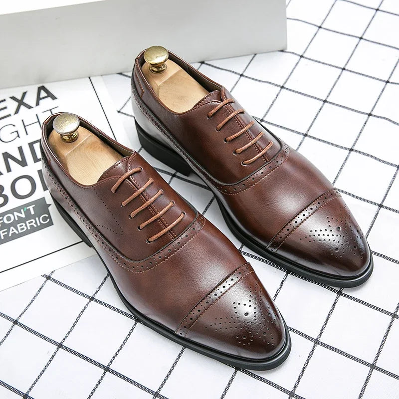 YEHENG Men's Formal Lace Up Brogue Dress Shoes for Wedding