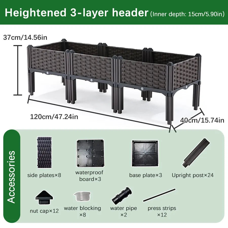 MTShining Plastic Large Flower Pot Box for Indoor Outdoor Planting
