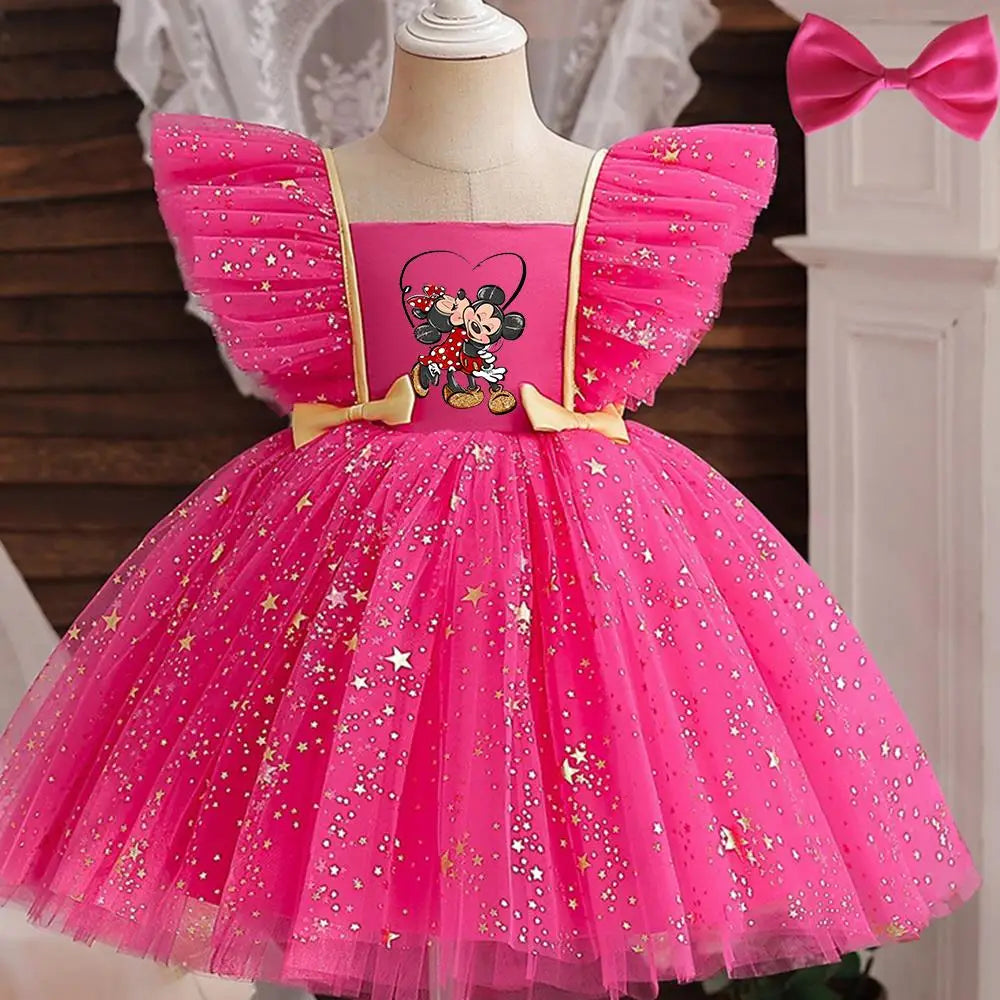 Potdemiel Mickey Mouse Girls Princess Dress Sequined Tutu Bow Costume