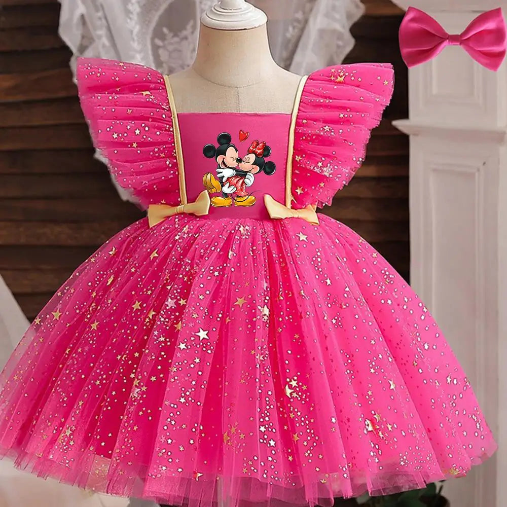 Potdemiel Mickey Mouse Girls Princess Dress Sequined Tutu Bow Costume