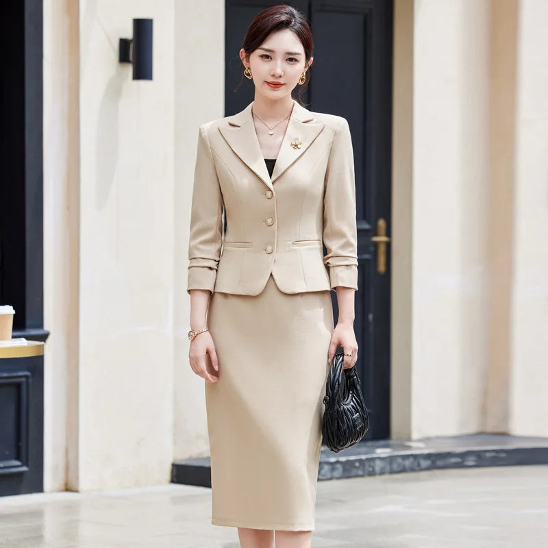 NAVIU Elegant Office Skirt Set Blazer Suit Two Piece