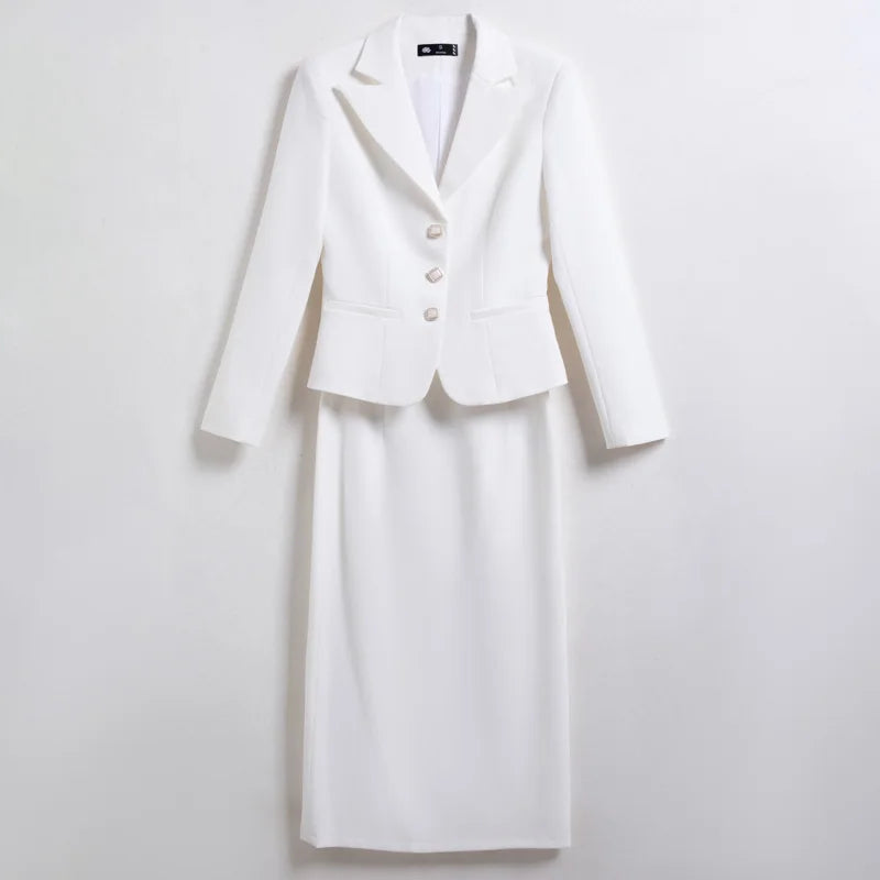 NAVIU Elegant Office Skirt Set Two-Piece Blazer Suit