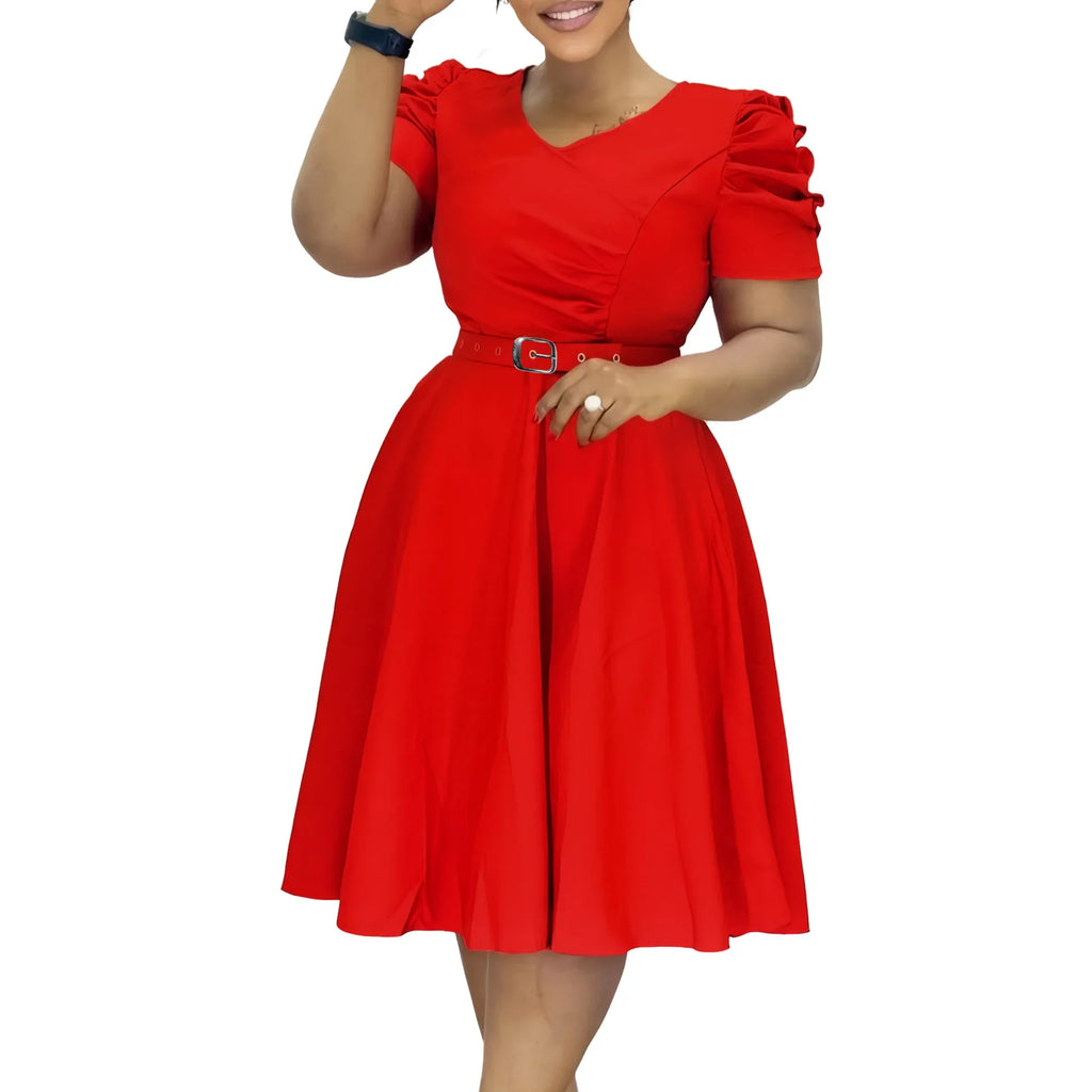 Risbrdfly Elegant African Dress for Women V Neck Polyester