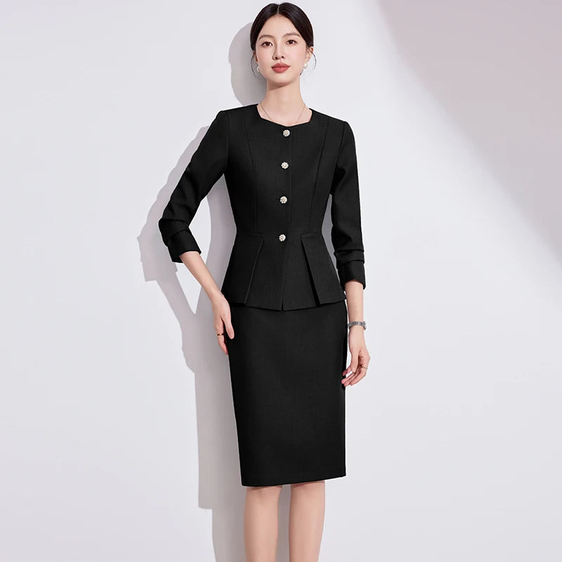 NAVIU 2 Piece Set Blazer And Short Skirt New Autumn Elegant Women's Suit Single Breasted Slim Office Business Formal Work Wear