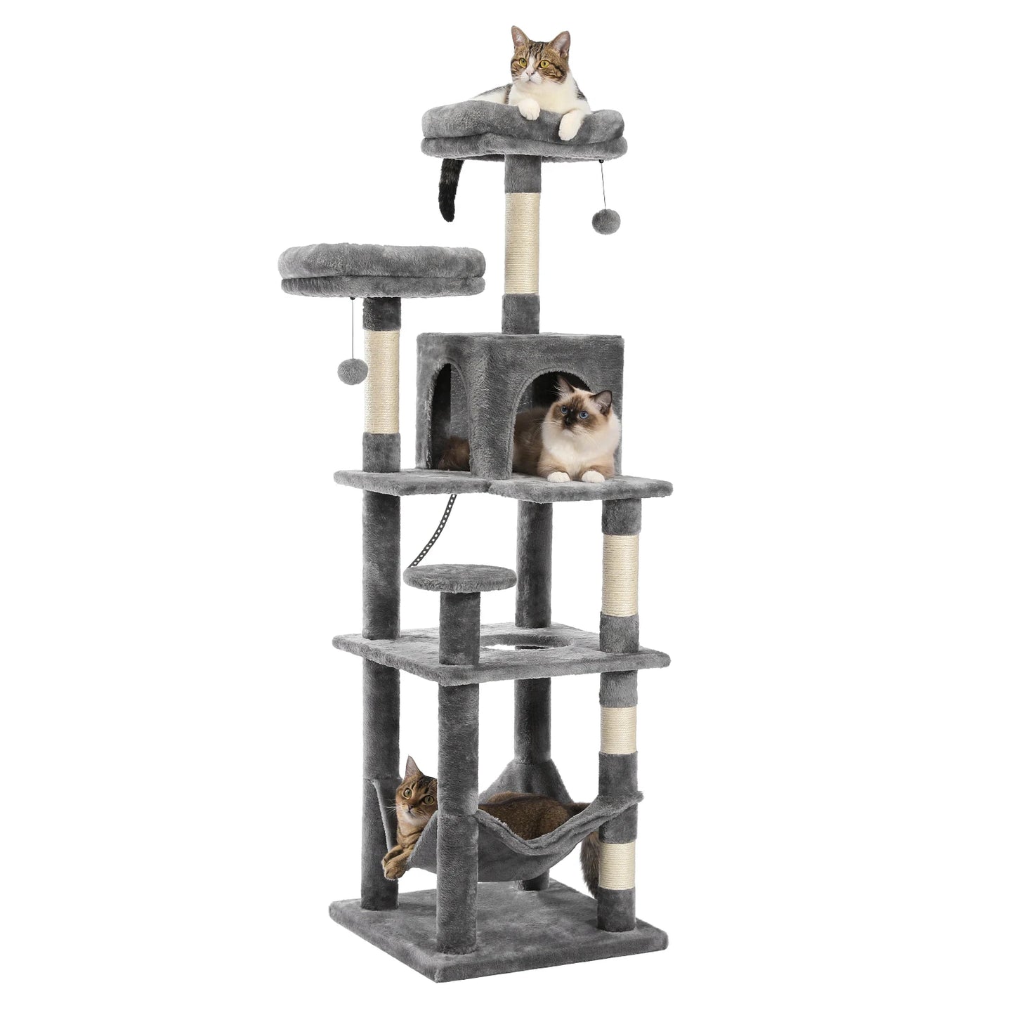 Large Cat Tree Tall Cat Tower for Indoor Cats Multi Level Plush Cat Condo with Scratching Posts Scratching Boards Perches and Caves