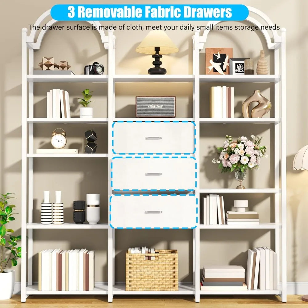 GUANGBAI Arched Bookshelf With Drawers And Storage Shelves