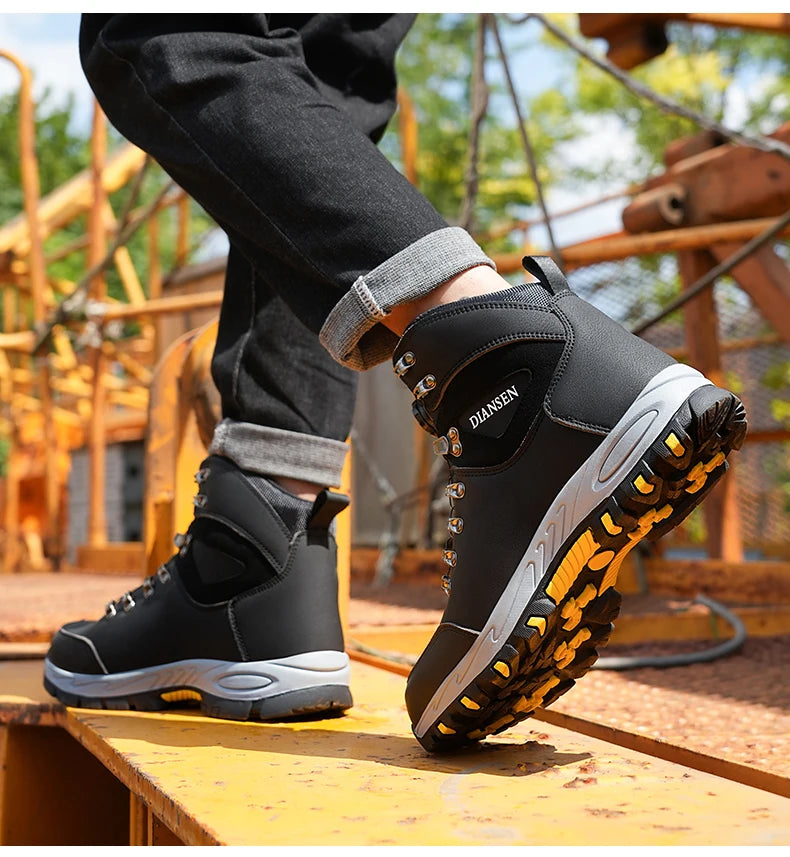 Men's Safety Work Boots Indestructible Steel Toe Anti- Smash Resistant Stab Proof Safety Shoes Breathable Slip-Resistant Durable