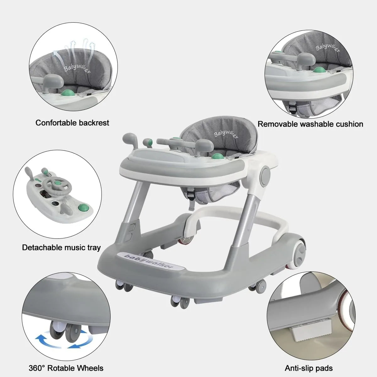 Ubravoo 2 In 1 Baby Walker With Removable Tray Music