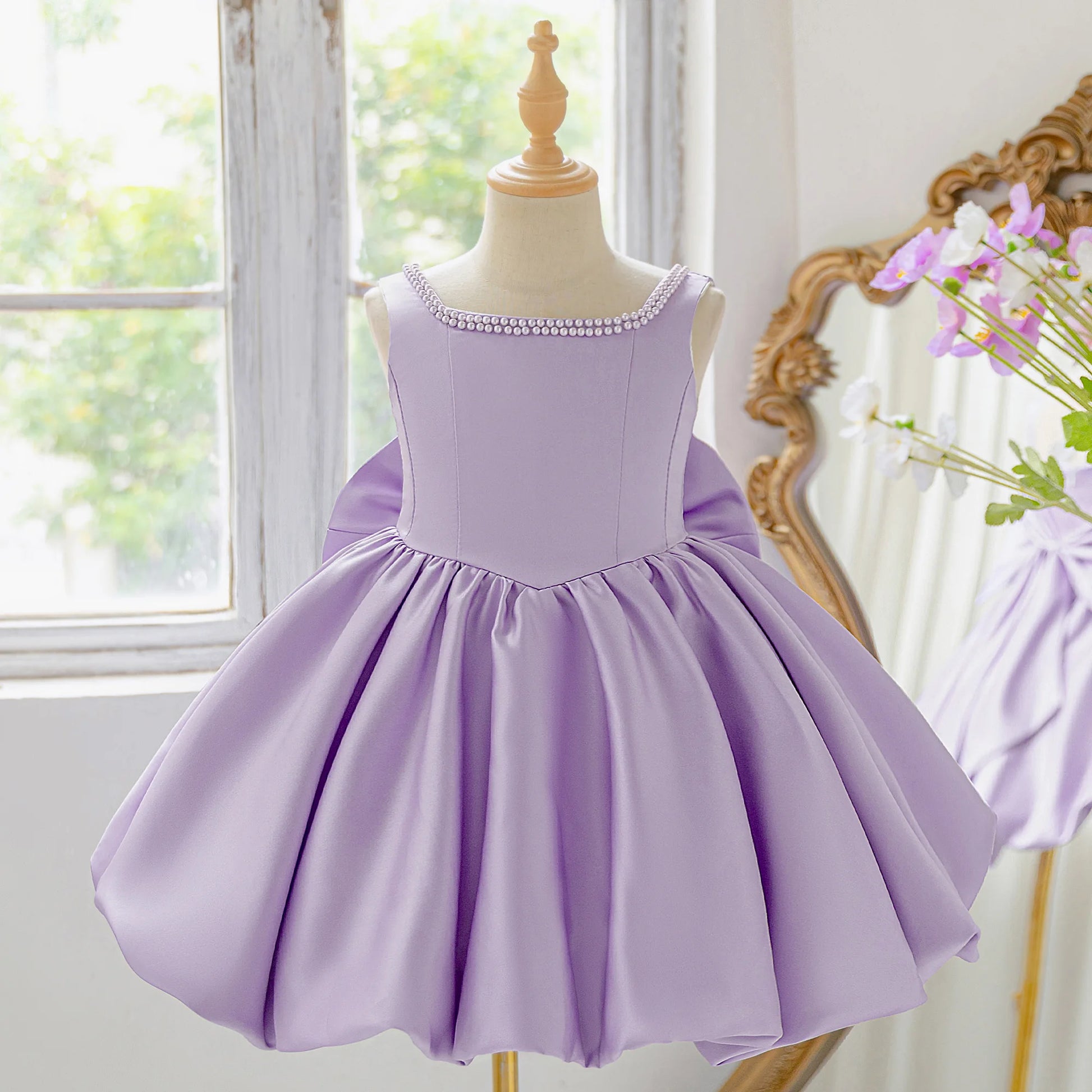PLBBFZ Elegant Big Bow Tutu Dress For Girls Party Gown