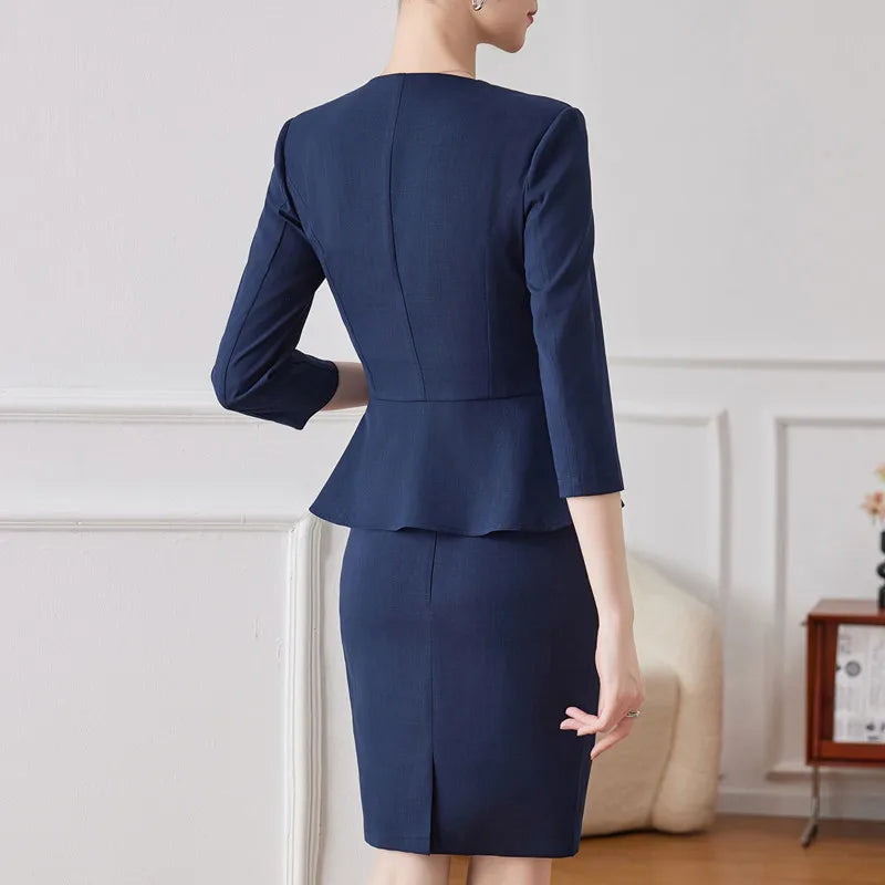 NAVIU Women Professional Business Suit Skirt Set Blazer