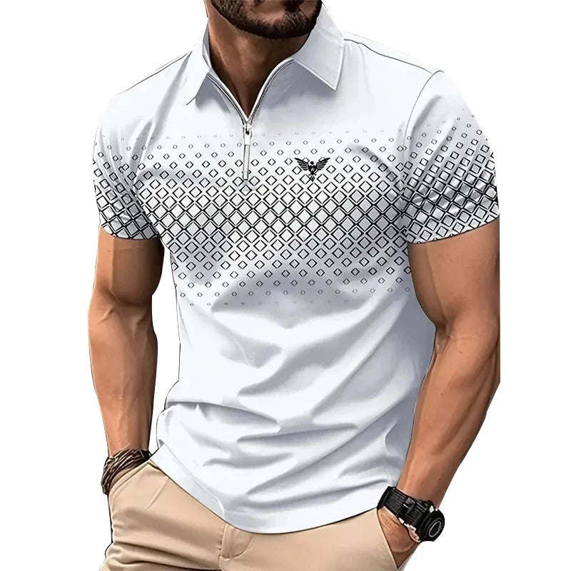 Anhui Men Quick Dry Polo Shirt Breathable Lapel Zipper